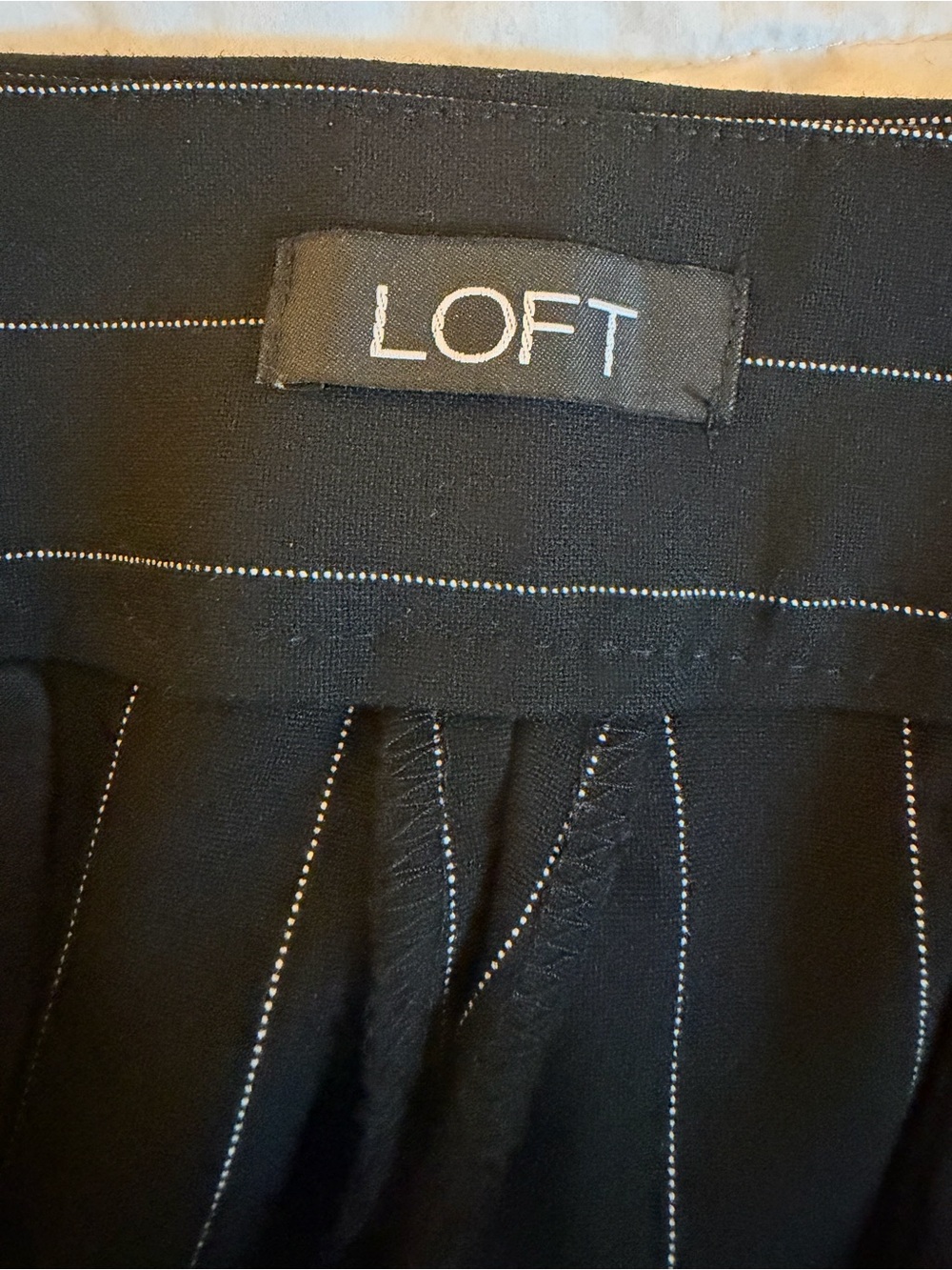 LOFT Black Pinstripe Pants - size 12 - Picture 4 of 6